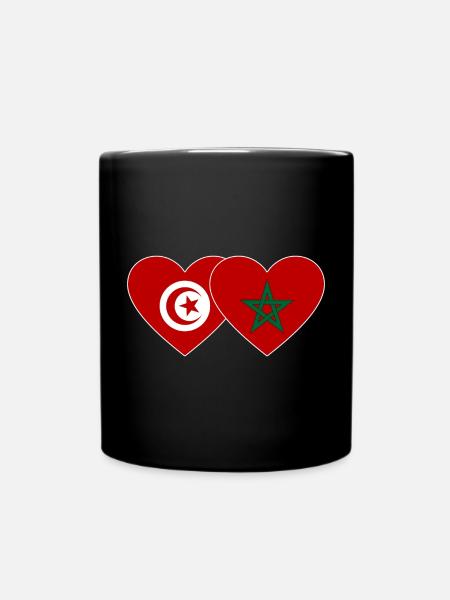 Tunisie Maroc Drapeau Coeur - Mug uni - noir