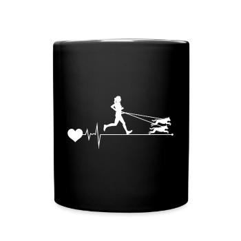 Canicross Trail Running Dog Sport Heartbeat Pulse - Full Colour Mug - black - Front