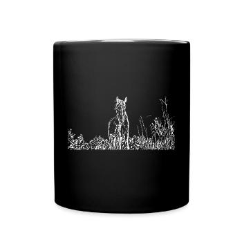 Pferde T-shirt Geschenk Reiter  - Tasse einfarbig - Schwarz - Vorne