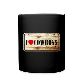 I liebe Cowboys Vintage Schild - Tasse einfarbig - Schwarz - Vorne