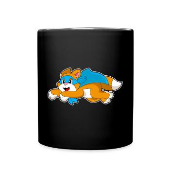 Cat Superhero Cloak - Full Colour Mug - black - Front