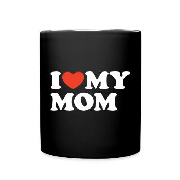 I love my Mom Heart Shirt - Full Colour Mug - black - Front