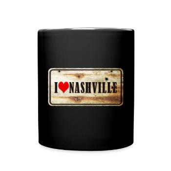 Ich liebe Nashville Vintage Schild - Tasse einfarbig - Schwarz - Vorne