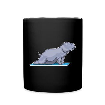 Hippopotamus Yoga Fitness Gymnastics - Full Colour Mug - black - Front