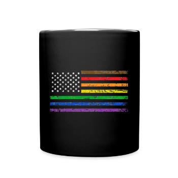 USA Pride-Flagge - Tasse einfarbig - Schwarz - Vorne