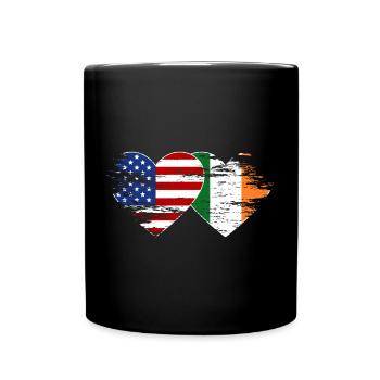 États-Unis Irlande drapeau coeur utilisé - Mug uni - noir - Devant