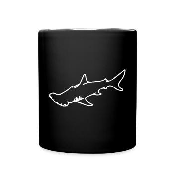 weiße Eleganz der Tiefe - Hammerhai - Tasse einfarbig - Schwarz - Vorne