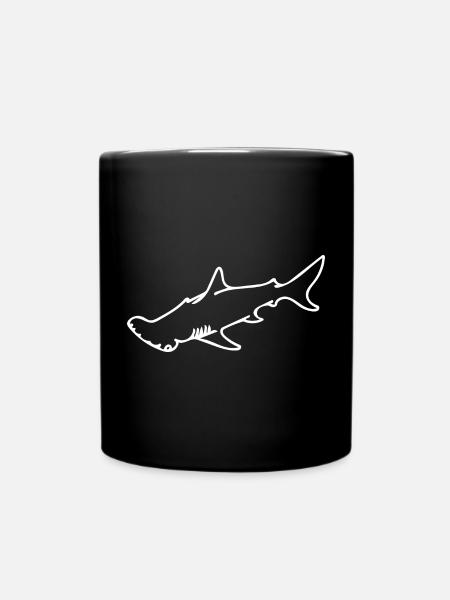 weiße Eleganz der Tiefe - Hammerhai - Tasse einfarbig - Schwarz