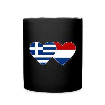 Greece Holland Flag Heart - Full Colour Mug - black - Front