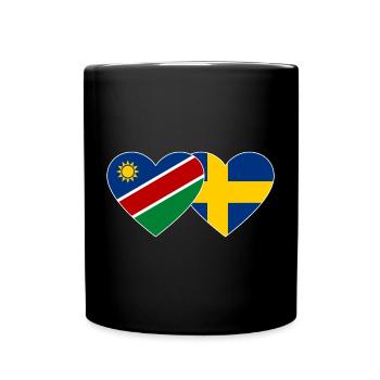 Namibia Schweden Flagge Herz - Tasse einfarbig - Schwarz - Vorne