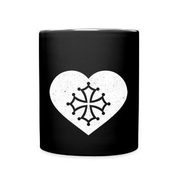 Okzitanien Occitanie Frankreich Herz Wappen - Tasse einfarbig - Schwarz - Vorne