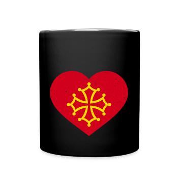 Okzitanien Occitanie Frankreich Herz Wappen - Tasse einfarbig - Schwarz - Vorne