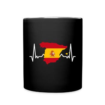 Drapeau de l’Espagne Battement de cœur Drapeau espagnol ECG de pouls - Mug uni - noir - Devant