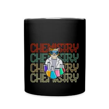 Katze Chemie Chemistry beaker flask Retro - Tasse einfarbig - Schwarz - Vorne