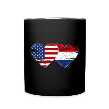 USA Holland Flag Heart Used - Full Colour Mug - black - Front