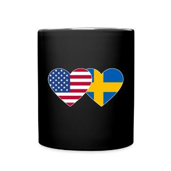 USA Sweden Flag Heart - Full Colour Mug - black - Front