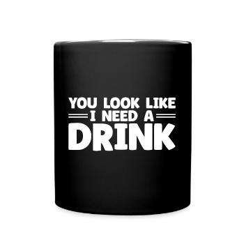 Vintage Drinking Beer Drinker Look Like Drink - Full Colour Mug - black - Front