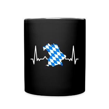 Bayern Flagge Herzschlag Bayerische Fahne Vintage - Tasse einfarbig - Schwarz - Vorne
