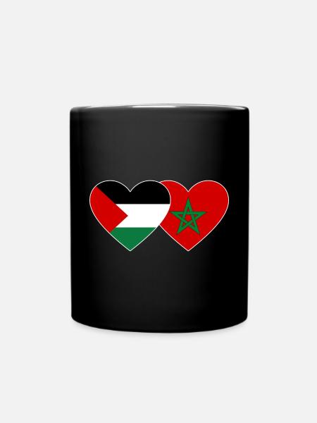 Palestine Maroc Drapeau Coeur - Mug uni - noir