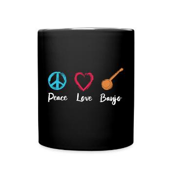 Peace Love Banjo - Full Colour Mug - black - Front