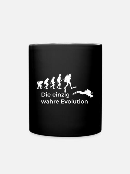 Die einzig wahre Evolution vom Affe zum Taucher - Tasse einfarbig - Schwarz