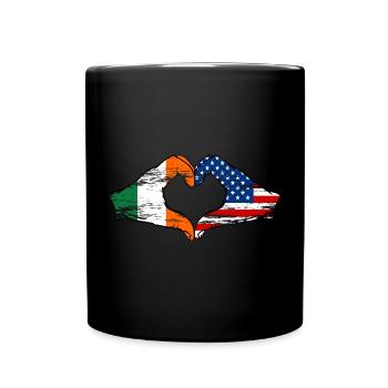 Irland USA Herzform mit Hände used - Tasse einfarbig - Schwarz - Vorne