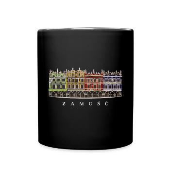 Zamosc in Polen, Fassaden am Markt, Handzeichnung - Tasse einfarbig - Schwarz - Vorne