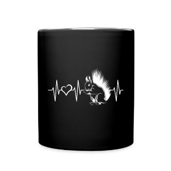 Squirrel pulse love forest animals heart icon icon - Full Colour Mug - black - Front