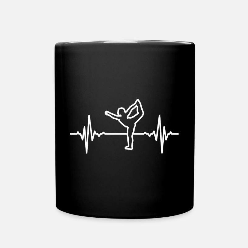 Mein Herz schlägt für Yoga - Tasse einfarbig - Schwarz