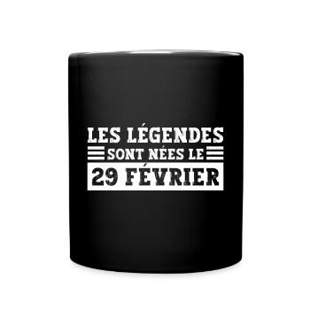 29 Février Anniversaire Légende Année Bissextile - Mug uni - noir - Devant