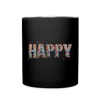 HAPPY confetti - Full Colour Mug - black - Front