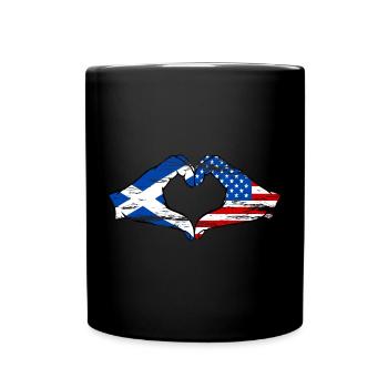 Scotland USA Flag Hands Heart Shape Used - Full Colour Mug - black - Front