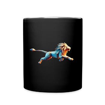 Ausführen von Lion Origami Geometric 3D - Tasse einfarbig - Schwarz - Vorne
