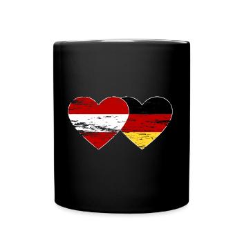 Austria Germany Flag Heart Used - Full Colour Mug - black - Front