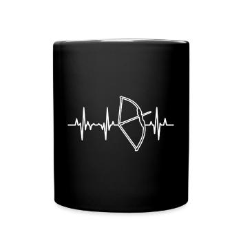 Bogensportler Herzlinie - Tasse einfarbig - Schwarz - Vorne