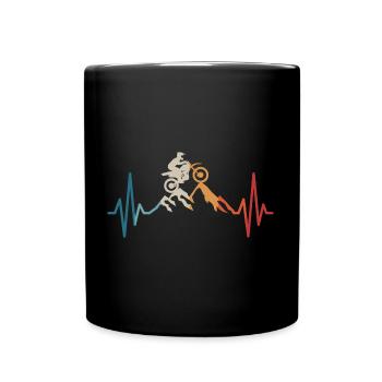 Dirt Biking Heartbeat Motocross Dirt Bike Rider - Full Colour Mug - black - Front