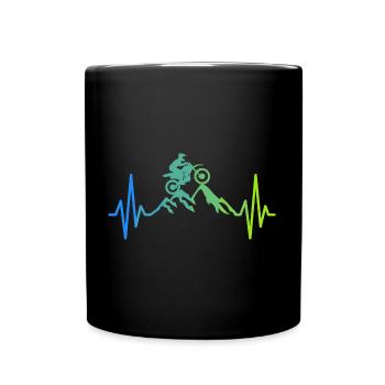 Dirt Biking Heartbeat Motocross Dirt Bike Rider - Full Colour Mug - black - Front