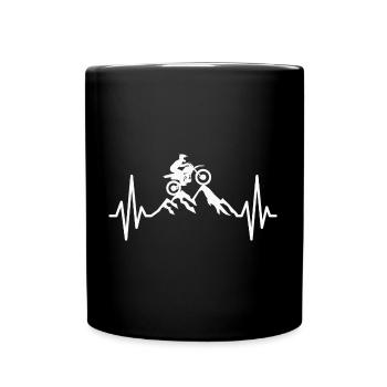 Dirt Biking Heartbeat Motocross Dirt Bike Rider - Full Colour Mug - black - Front