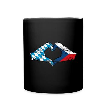 Bavière République Tchèque Drapeau Mains Coeur Utilisé - Mug uni - noir - Devant