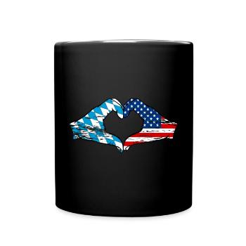 Bavaria USA Flag Hands Heart Shape Used - Full Colour Mug - black - Front