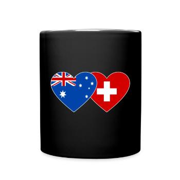 Australien Schweiz Flagge Herz Flagge - Tasse einfarbig - Schwarz - Vorne