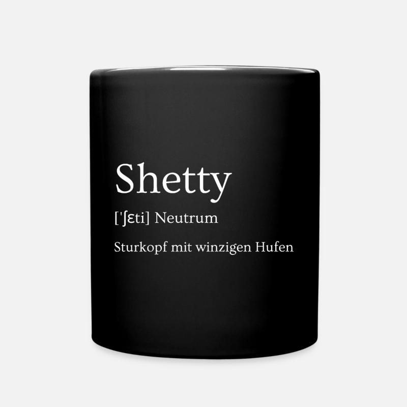 Shetty Shetlandpony Sturkopf winzigen mit Hufen - Tasse einfarbig - Schwarz