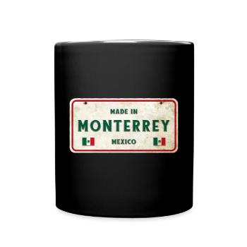 Monterrey Mexiko Vintage Schild Design - Tasse einfarbig - Schwarz - Vorne
