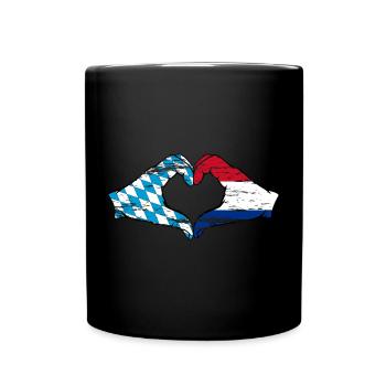 Bavaria Holland Flag Hands Heart Shape Used - Full Colour Mug - black - Front