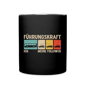 Busfahrer Linienbus Führungskraft Follower Bus - Tasse einfarbig - Schwarz - Vorne