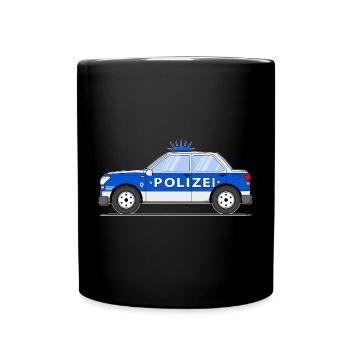 Polizeiauto in Blau und Silber - Tasse einfarbig - Schwarz - Vorne