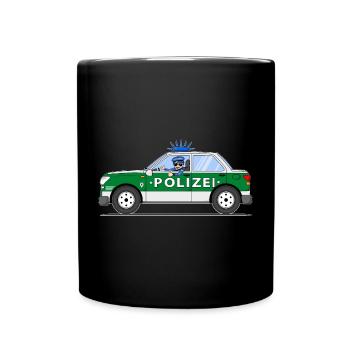 Voiture de police avec policier vert et argent - Mug uni - noir - Devant