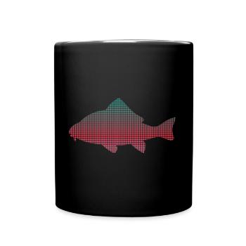 Karpfen Angeln Design verpixelt Fischen Angler - Tasse einfarbig - Schwarz - Vorne