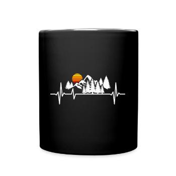 Wald Herzschlag Natur Bäume Berge Landschaft - Tasse einfarbig - Schwarz - Vorne
