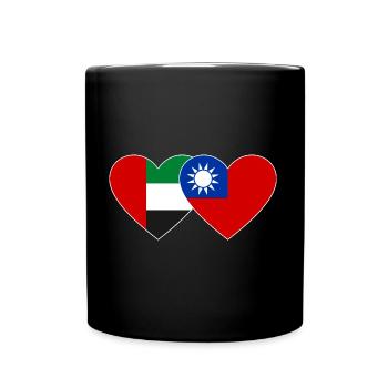 Vereinigte Arabische Emirate Taiwan Flagge Herz - Tasse einfarbig - Schwarz - Vorne